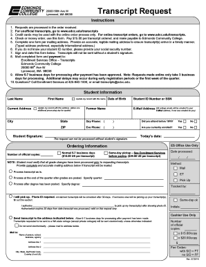 Edcc Unofficial Transcript  Form