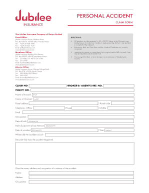 Jubilee Insurance Claim Form