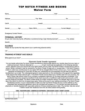 Boxing Waiver  Form