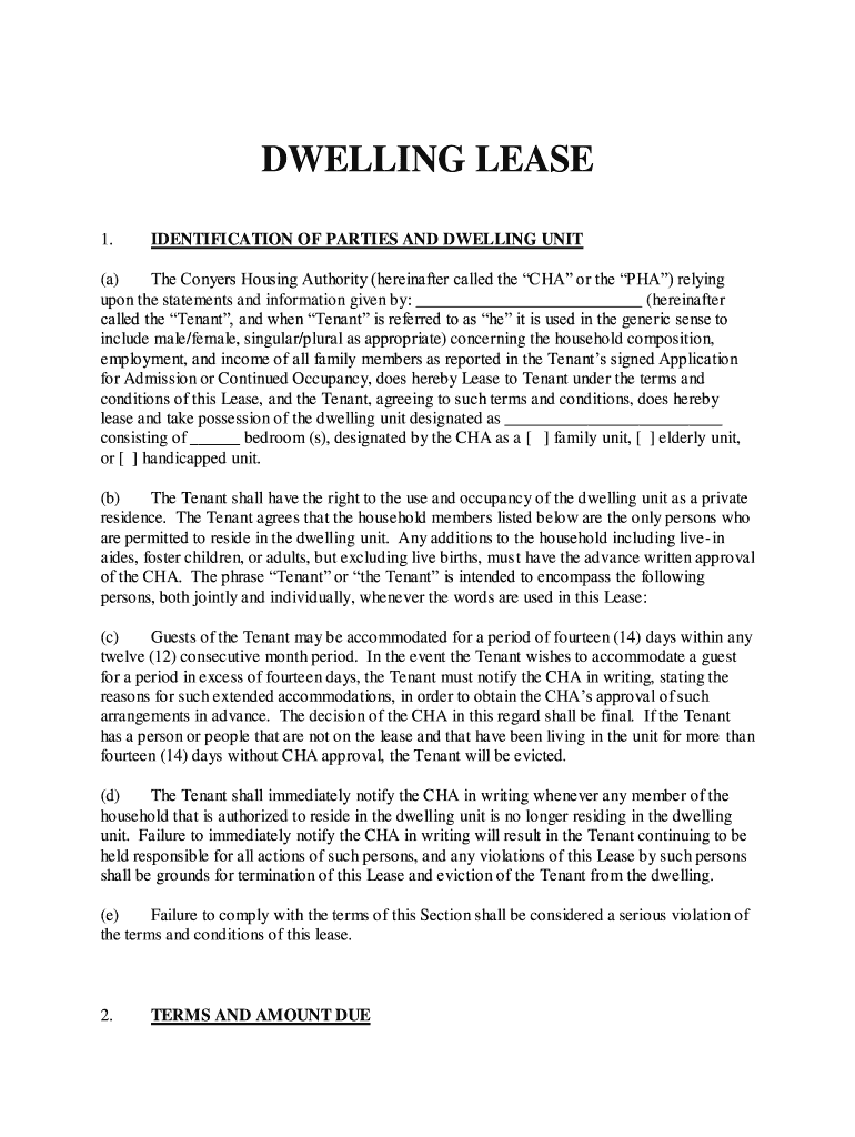 Get and Sign DWELLING LEASE  Conyers Housing Authority 2001-2022 Form