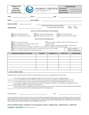 HPU VA Certification Form Hpu
