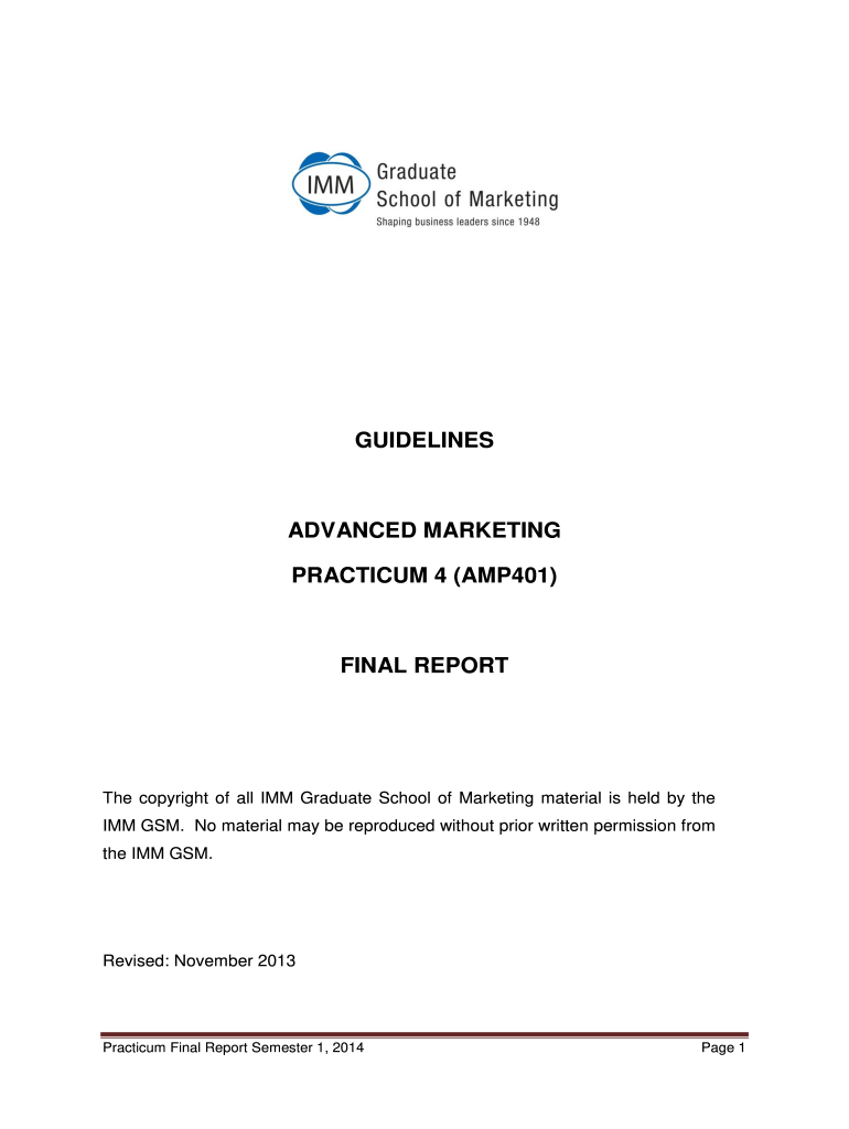 Marketing Practicum Final Report Form