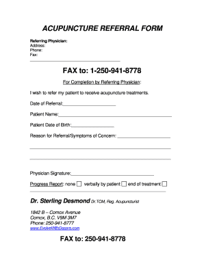 Acupuncture Referral  Form