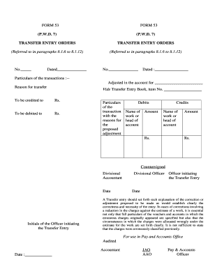 Transfer Entry Form