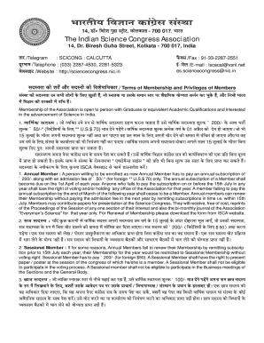 Indian Science Congress Membership Form PDF