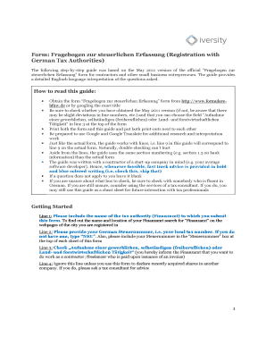 Fragebogen Zur Steuerlichen Erfassung Englisch  Form