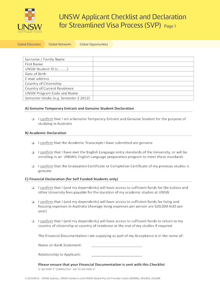  Streamlined Visa Processing Svp Declaration Form 2012-2024