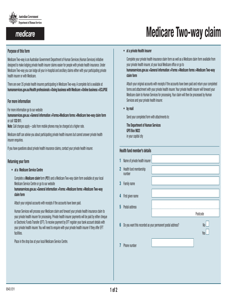 Medicare Two Way Claim Form
