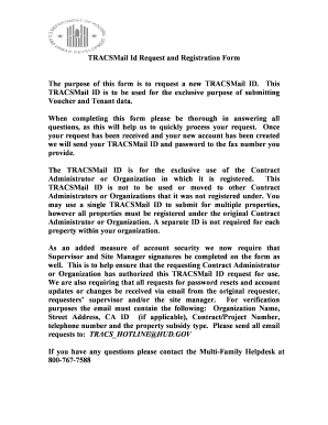 Tracsmail ID Request and Registration Form