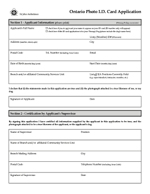 Canada Photo ID Card  Form