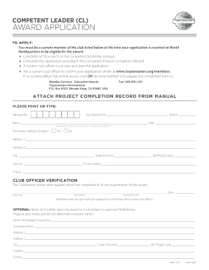 Competent Leader Award Application  Form