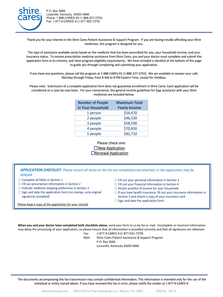 Shire Cares Application  Form