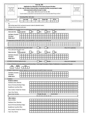 Form No 49A Application for Allotment of Permanent Indian Bank