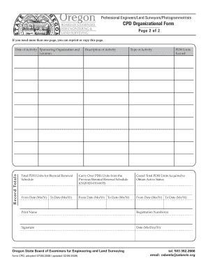 OSBEELS CPD Organizational Form Professional Land Plso