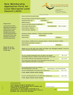 New Membership Application Form NSW Aboriginal Land Council