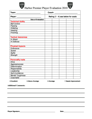 Football Player Evaluation Form