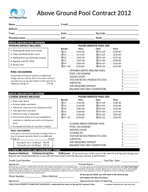Swimming Pool Construction Contract Template  Form