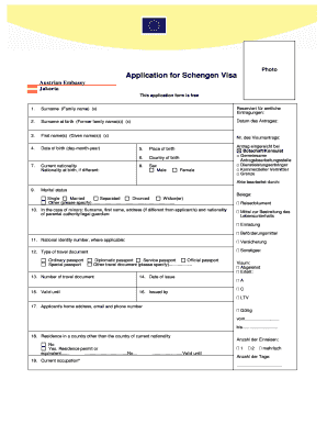 Austria Visa Application Form