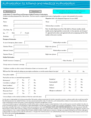 Key Club Medical Release Form