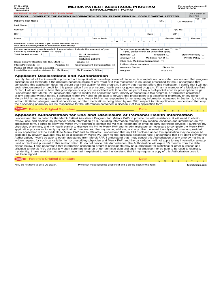  Merck Patient Assistance Program 2013-2024