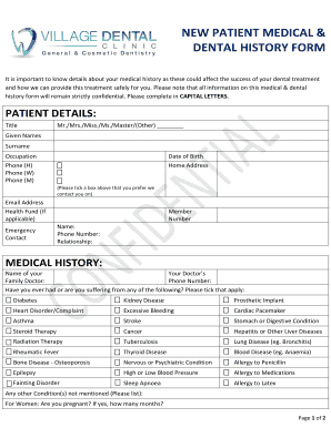 Dental Case History Format PDF