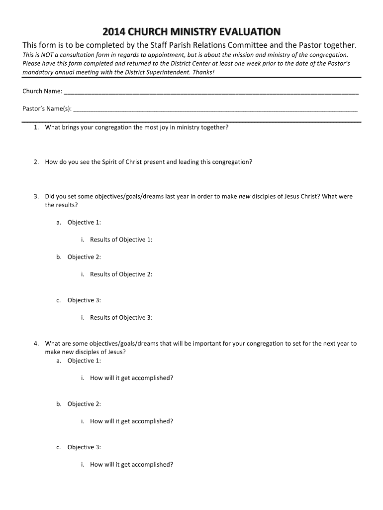 Ministry Evaluation Form