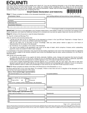 Equiniti Small Estates Form