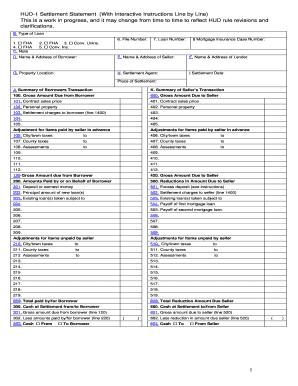 HUD 1 Settlement Statement with Interactive Instructions Line by Capstonetitle  Form