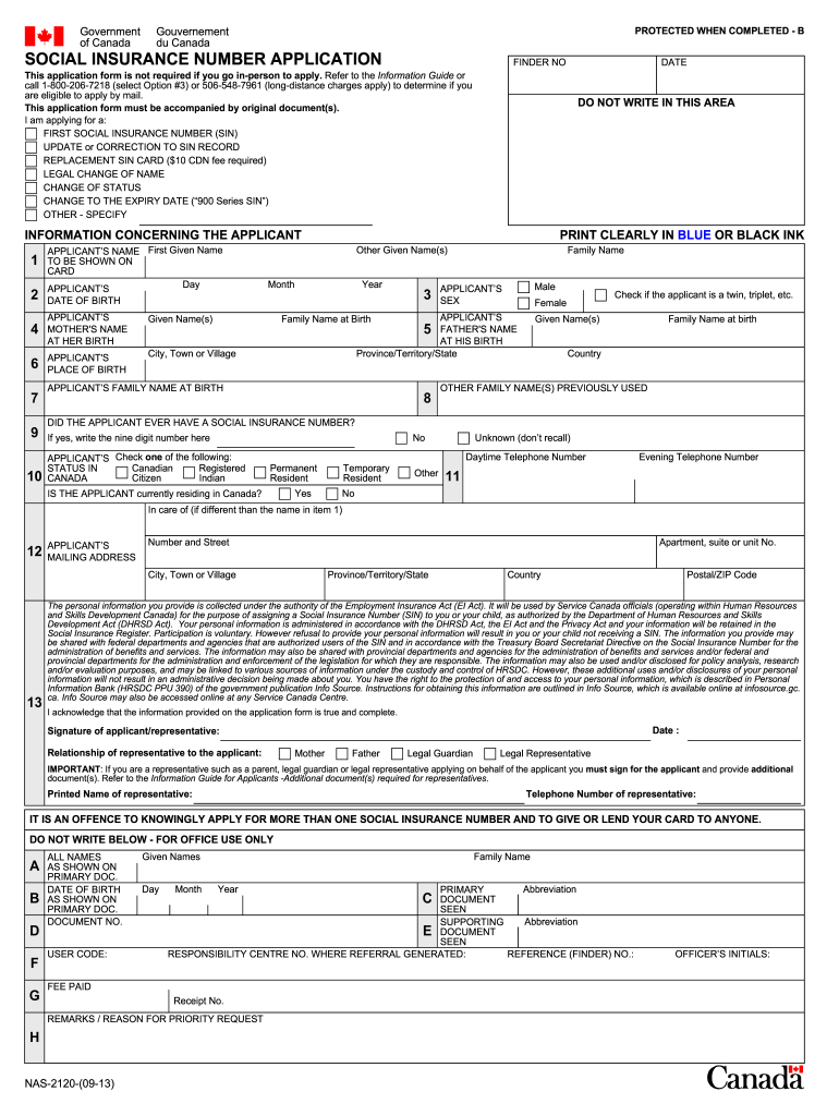  Social Insurance Number Application Form Mark Adler, MP 2013