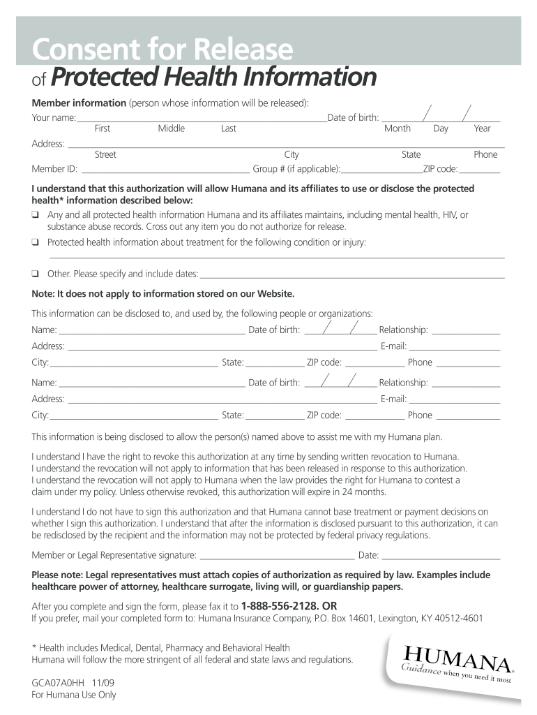  Humana Consent Form 2009-2024