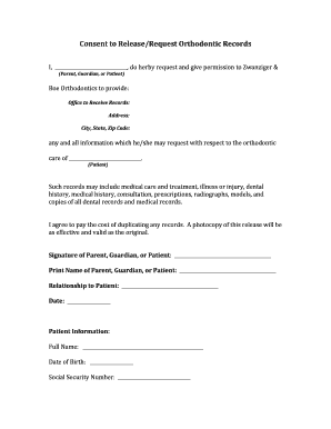 Orthodontic Release Form