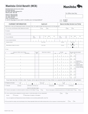  Manitoba Child Benefit Application 2012-2024