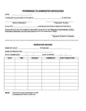 Medication Form to Help with Administer Medication