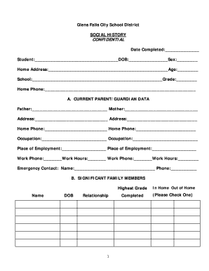  Social History Form Template 2005-2024