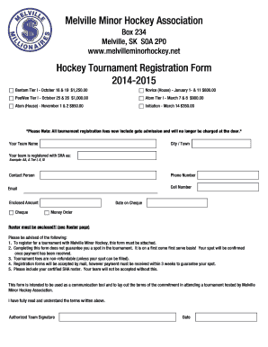 Hockey Tournament Form