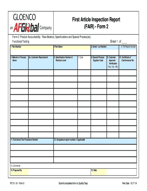 First Article Inspection Template  Form
