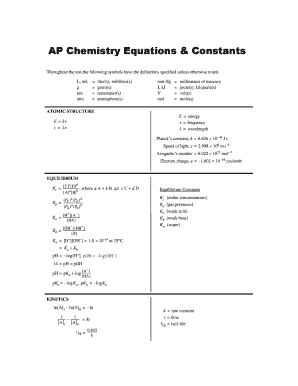 Ap Chem Equation Sheet  Form