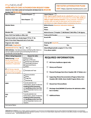  Mynexus Authorization Form 2016-2024