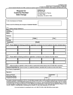 Customer Number Change  Form