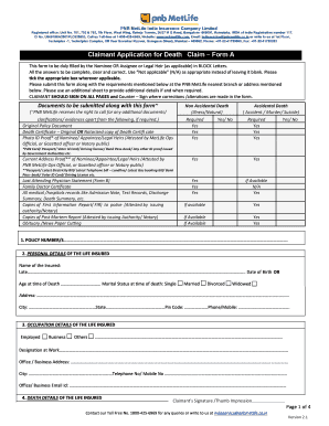 Pnb Metlife Death Claim Form