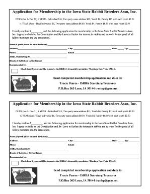 Iowa State Rabbit Breeders Association  Form