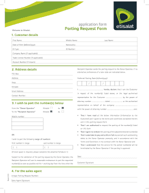 Etisalat Porting Request Form