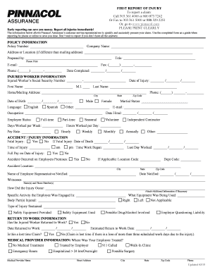  Pinnacol Assurance First Report of Injury Form 2015-2024