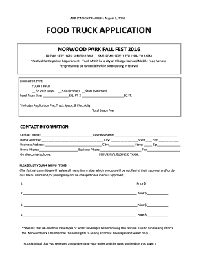 Food Application Form