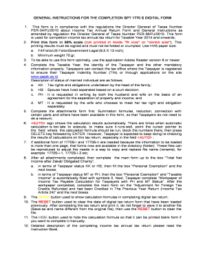 GENERAL INSTRUCTIONS for the COMPLETION SPT 1770 S DIGITAL FORM