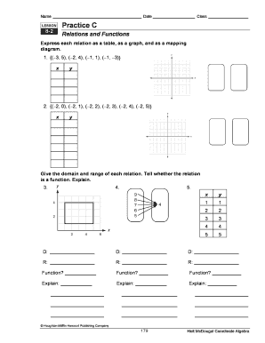 LESSON Practice C 3 X 8 2 Relations and Functions  Form