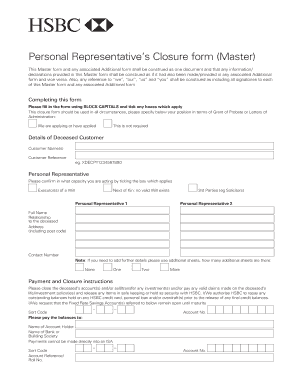 Hsbc Personal Representative Closure Form