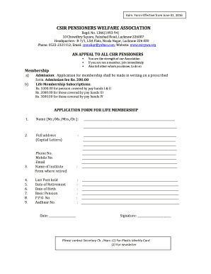 Welfare Association Membership Form