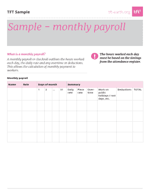 Monthly Payroll Sample PDF  Form