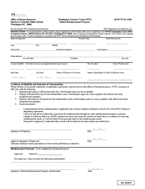 Dcps Tuition Reimbursement  Form